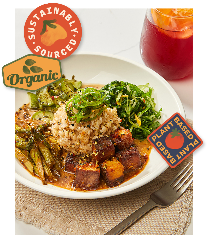 Sustainably sourced, plant-based meals